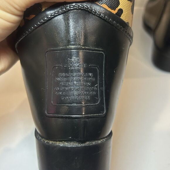 COACH “Tristee” Rubber Rain Boots Leopard Pattern w/Tie Lace Women’s Size6B - Picture 5 of 9